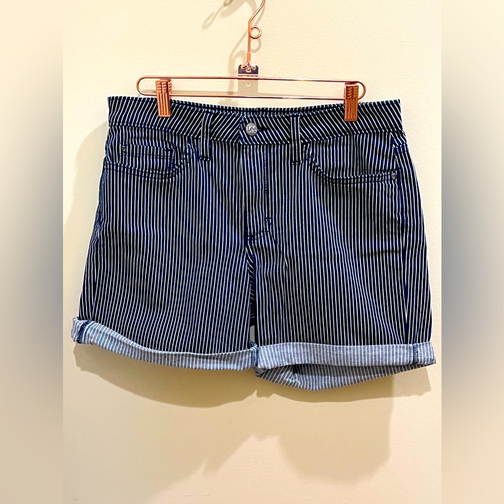 Lee denim and white stripe shorts